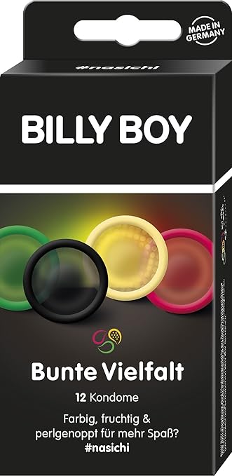 BILLY BOY Bunte Vielfalt - farbige und perlgenoppte Kondome, 12 Stück