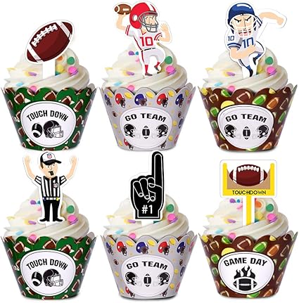 Amazon Com Football Super Bowl Game Day Cupcake Toppers Wrappers