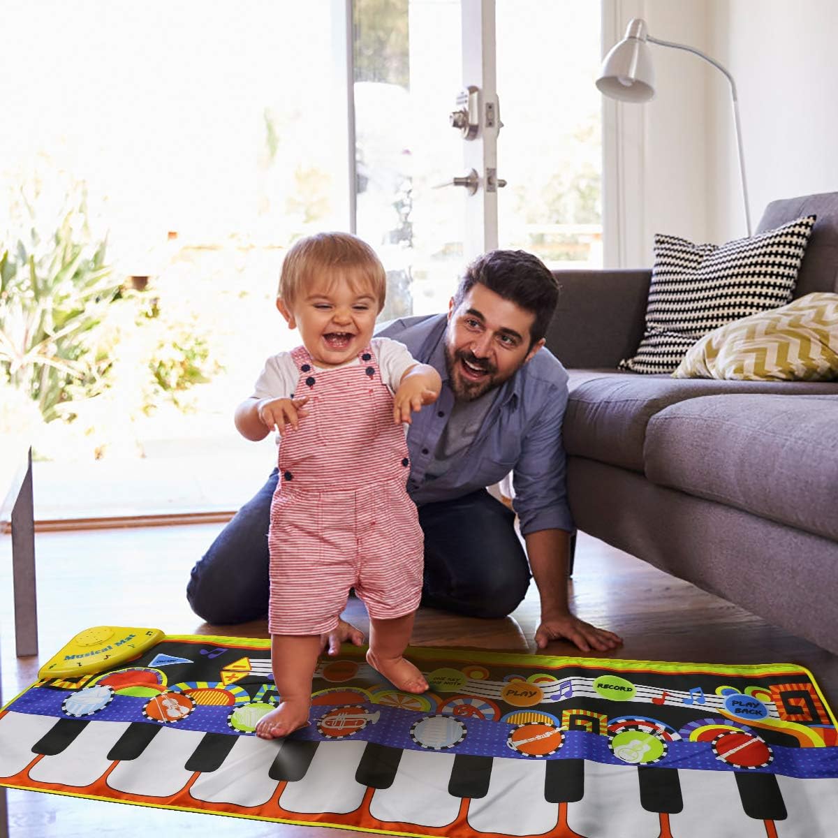 RenFox Kids Musical Mats, Music Piano Keyboard Dance Floor Mat Carpet Animal Blanket Touch Playmat Early Education Toys for Baby Girls Boys(43.3x14.2in): Toys & Games
