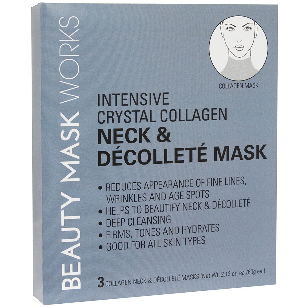 Beauty Mask Works Intensive Crystal Collagen Neck & DÈcolletÈ Mask, Reduces Appearance of Fine Lines, Wrinkles and Age Spots, for All Skin Types, 3-Count