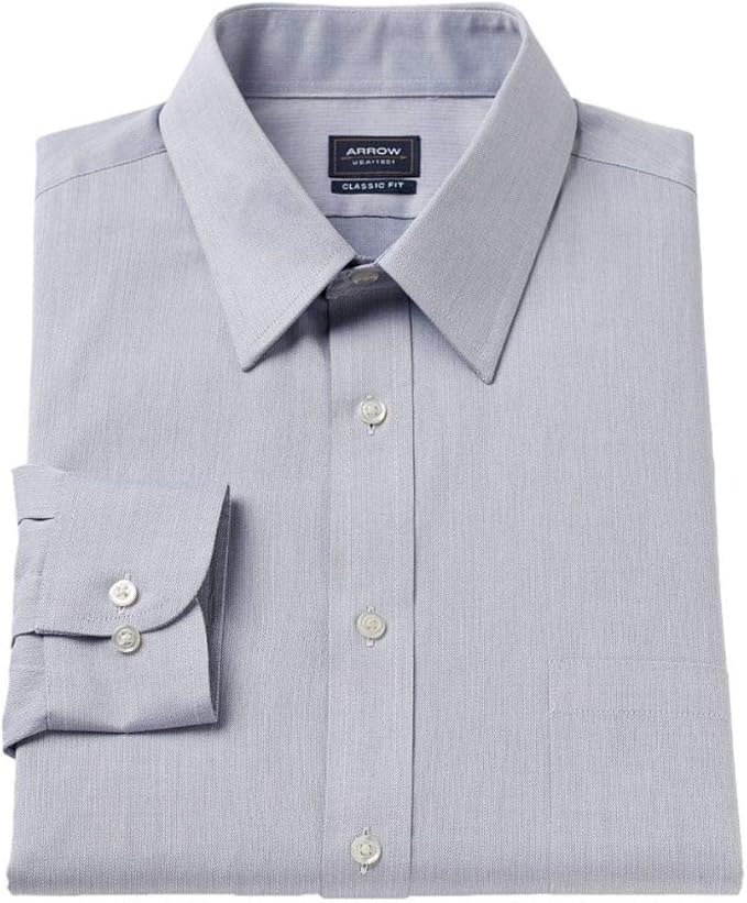 Arrow Mens Classic Fit Dress Shirt Flint Grey Size Large 16.5" 36/37" at Amazon Men’s Clothing store