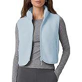 Yioaga Cropped Fleece Vest Women Sleeveless Stand Collar Zip Up Sherpa Jacket Fall Winter Warm Coats Outerwear with Pockets
