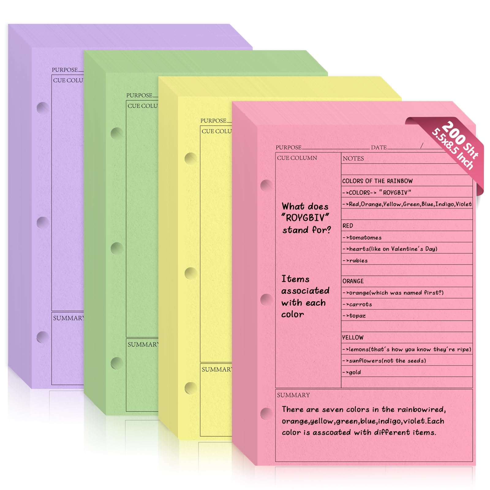 Photo 1 of ?Half Letter Size?5.5X8.5 Inch 200 Sheets Cornell Notebook Paper College Ruled Notebook Loose Leaf Half Letter Lined Paper 3 Hole Punched Taking System Filler Paper For Office School College Study