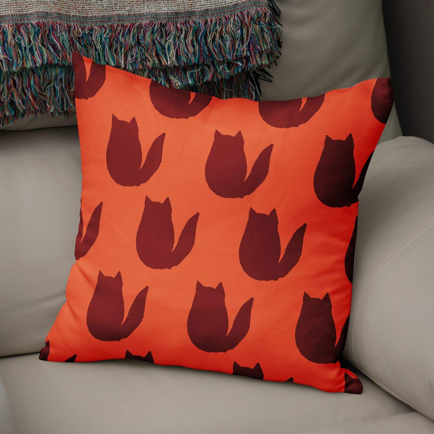 Bonamaison Decorative Cushion Cover Orange & Bordeux, Throw Pillow Covers, Home Decorative Pillowcases for Livingroom, Sofa, Bedroom, Size: 50x50 Cm - Designed and Manufactured in Turkey