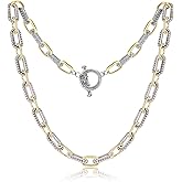 Mytys Women's Link Necklace 18k Gold Plated Double Twist Wire Gold and Silver 2 Tone Chain Necklaces Christmas New Year Jewelry