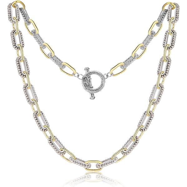 Amazon.com: dnswez Chain Necklaces, 2 Tone Necklace Vintage