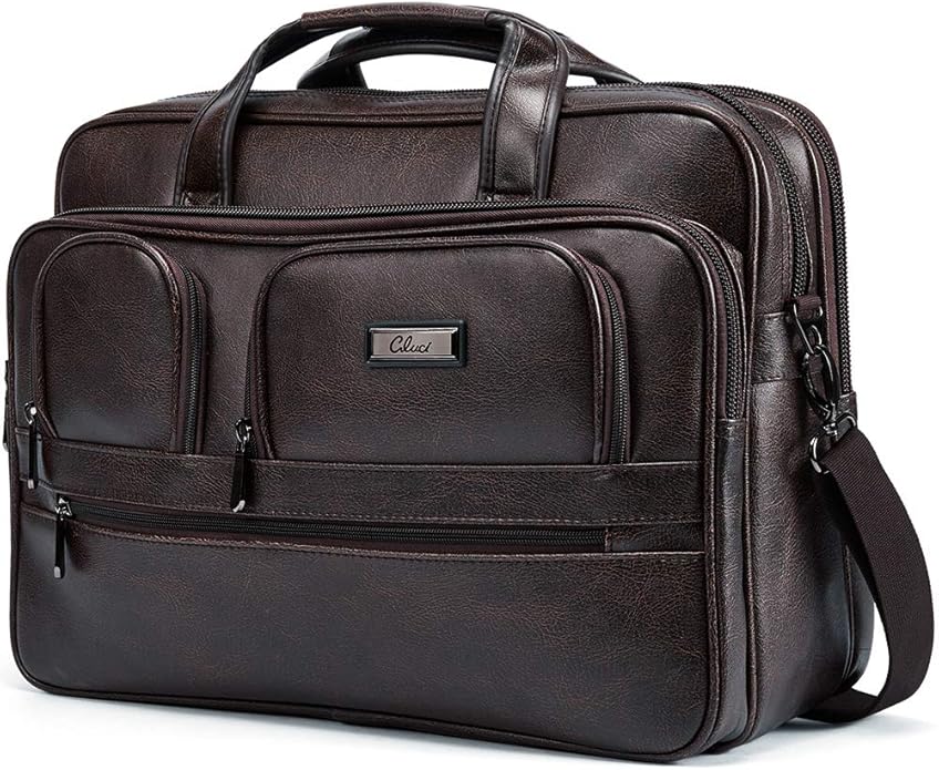 CLUCI Briefcases for Men Leather 15.6 inch Laptop Bag Large Capacity Travel Business Shoulder