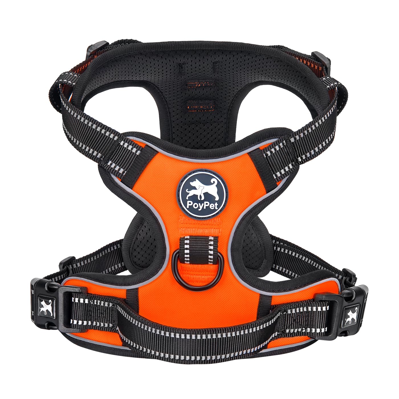 PoyPet No Pull Dog Harness, Reflective Vest Harness with 2 Leash Attachments and Easy Control Handle for Small Medium Large Dog(Orange,S) — image 1