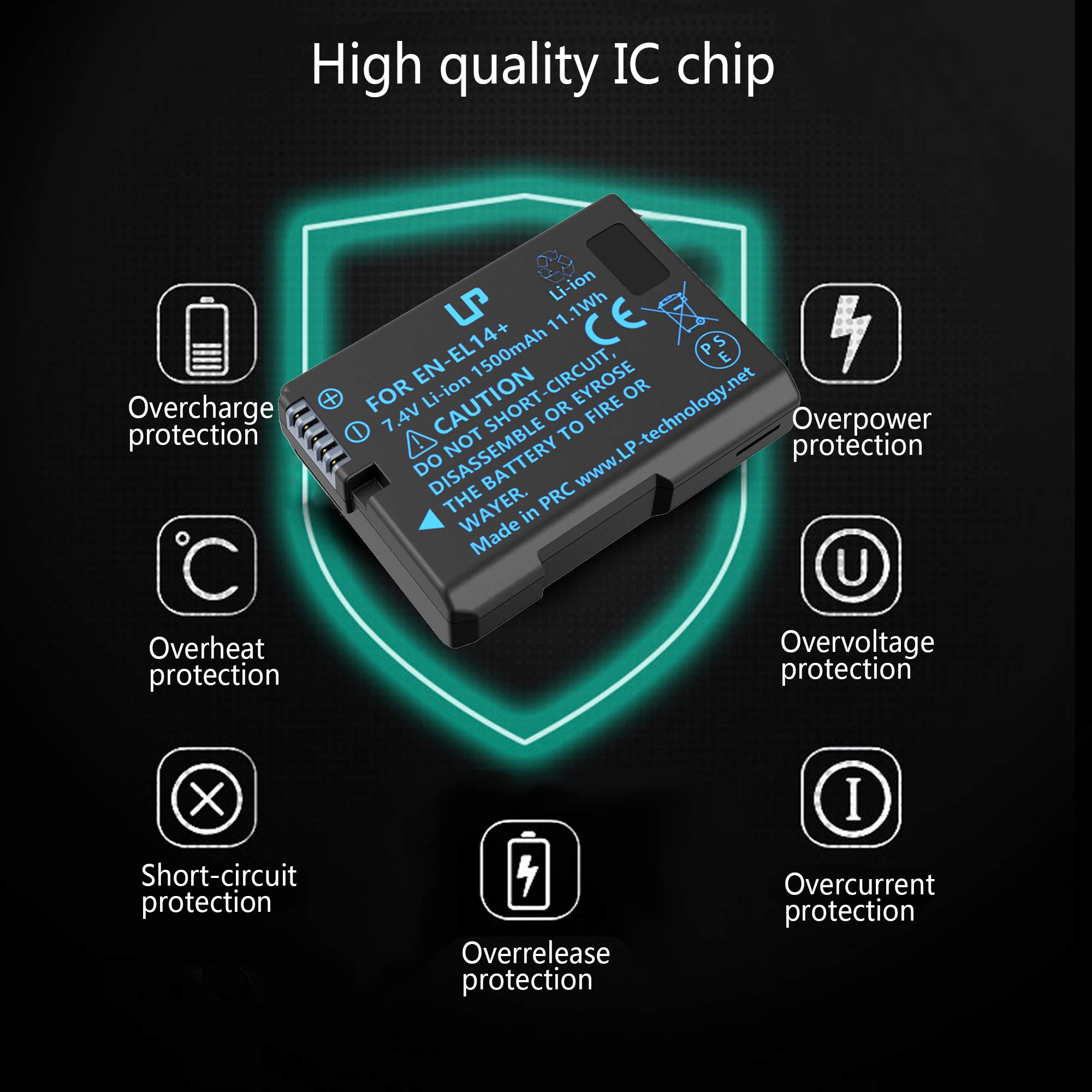 ENEL14 EN EL14a Battery Rechargeable, LP Charger Compatible with Nikon