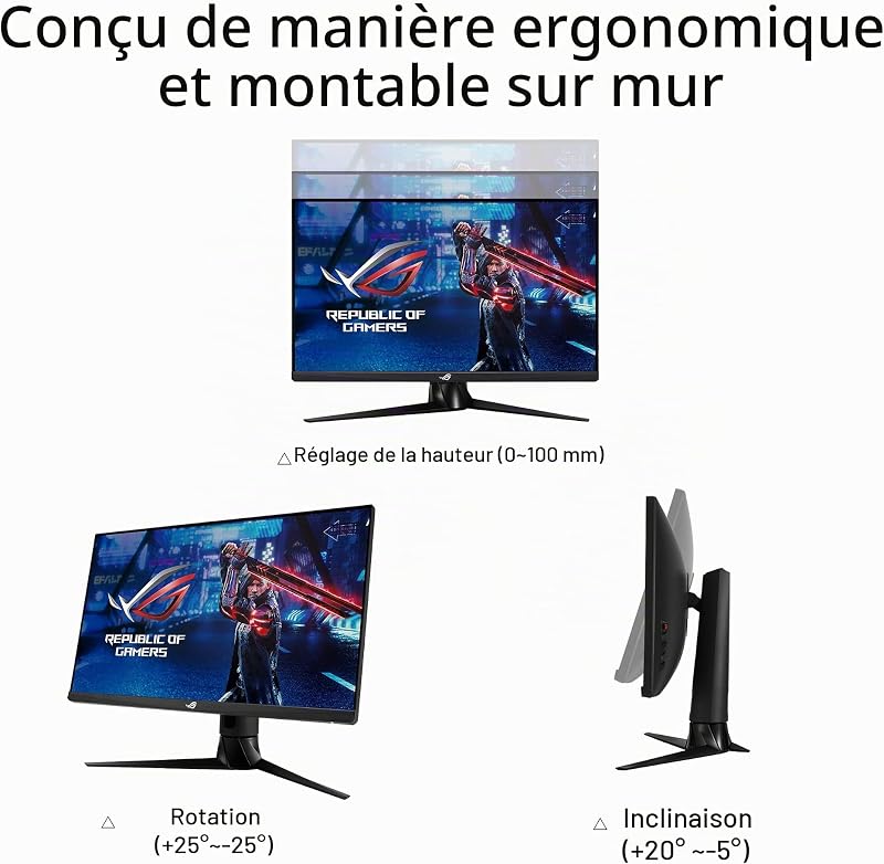 ROG XG27UQR - Ecran PC Gaming 27" 4K - Dalle IPS - 144Hz - 1ms - 3840 x 2160-400cd/m² - 2X Display Port, 2X HDMI et 2X USB - Display HDR 400-90% DCI-P3 - Adaptive Sync - DSC, Noir