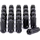 M14x1.5 Lug Nuts Black with Spline Tuner, XL 2 inches Length Conical Aftermarket Wheel Nut, Compatible with Chevy GMC Ford Ca