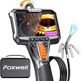 FOXWELL Y400 220&deg; 2-Way Articulating Borescope, 0.24in Ultra-Slim Endoscope | 1080P IPS HD Inspection Camera with Light, IP67 Waterproof, 5.3FT Flexible Bore Scope for Automotive Engine HVAC Industrial