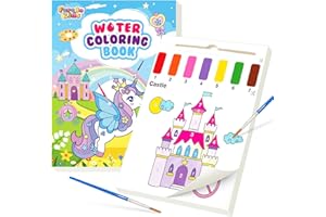 FEREDO KIDS Paint with Water Coloring Books for Toddlers Craft, Mess Free Watercolor Painting Set for Kids Ages 3 4 5 6 7 8, Arts and Crafts Gifts Toys for Girls Boys - Unicorn