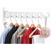 JOOM Clothes Drying Rack Wall Mounted, 13-Inch Foldable Arm, White 1 Pack | With 6 Hanger Slots, Space-Saving Aluminum Laundry Hanger Wall Mount That Folds Flat for Laundry Room, Closet, Bathroom, RV