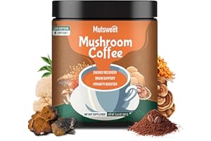 MUTSWEET Mushroom Coffee Decaf, Advanced 13 in 1 Mushroom Powder with Lions Mane, Cordyceps, Chaga, Reishi, Instant Coffee Mushroom Supplement with Adaptogens Rhodiola for Immune, Focus, Energy | Vegan