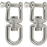 316 Stainless Steel 5/16"(M8) Eye x Jaw Swivel Anchor Swivel Clevis Double Shackle,2PCS