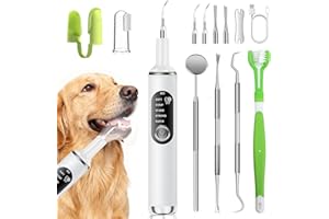 PATWING Dog Plaque Remover for Teeth,Pet Tooth Cleaner with LED Light,Cleaning Kit for Tartar and Stains,5 Adjustable Modes,Pet Teeth Cleaning kit,Suitable for Dogs and Cats (White)