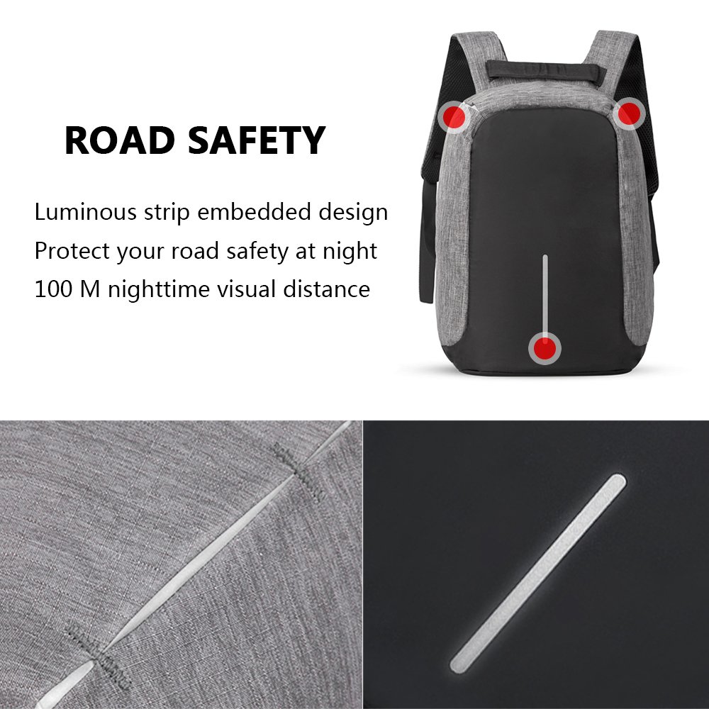 ADUO Anti-theft Laptop Backpack, Waterproof Travel Business Backpack School Hiking Camping Bag with USB Charging Port Fits 15.6 inch Laptop and Notebook ( Grey )