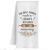QWZDRHYJI Gran Grandma Kitchen Towels, Grandma Gifts from Grandkids Granddaughter Grandson, Gran Grandmother Gifts for Birthday Christmas Decorative Dish Tea Hand Towels for Kitchen, 16x24 Inch