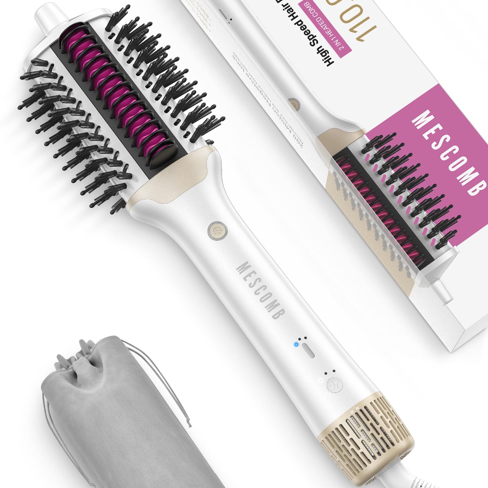 Photo 1 of 4-in-1 Ionic Hair Dryer Brush - High-Speed Blow Dryer Brush with Heated Comb, Fast Heating Hot Air Straightener for Smooth, Frizz-Free Blowouts, Easy Salon-Style for All Hair Types