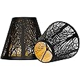 Small Lamp Shades Set of 2 ALUCSET Chandelier Shades Mini Lamp Shade 3" X 6" X 5", Bell, Clip on Lamp Shade (Black Gold)