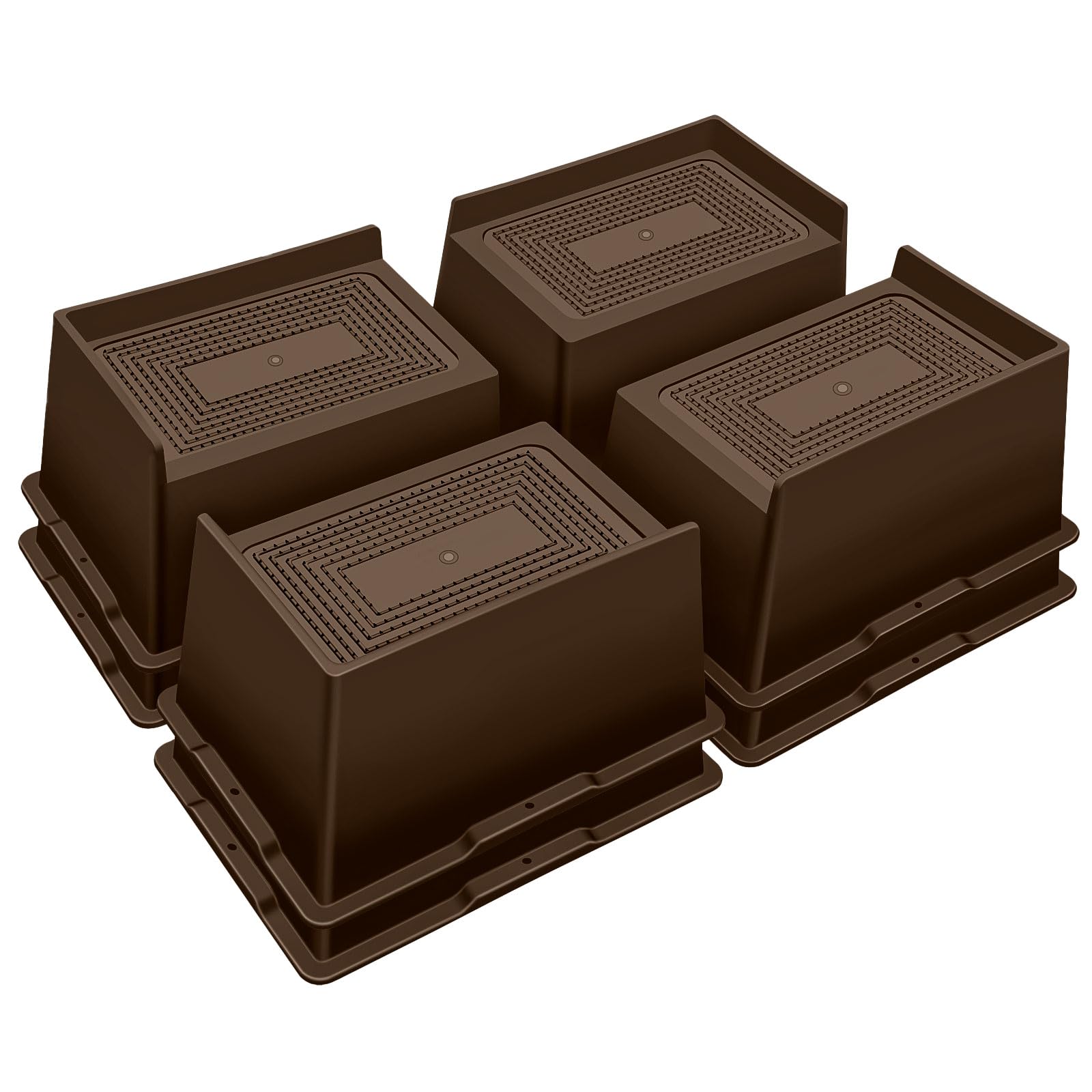 ANNKUT Bed Risers 4 Inch Heavy Duty,Oversized Couch Risers, Extra Wide Furniture Risers for Sofa Table Desk Headboard Chair Lifting,Rectangle Risering Blocks Support 6000 lbs(8 Pack Brown)