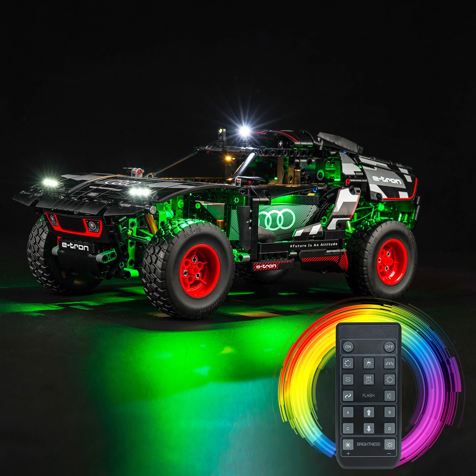Led Light Kit for Lego Audi RS Q e-tron 42160, Led Lighting Set for Lego 42160 Technic Audi RS Q e-tron Remote Control Rally Car - Not Include Models, Just Light Kit (Remote Control Version)