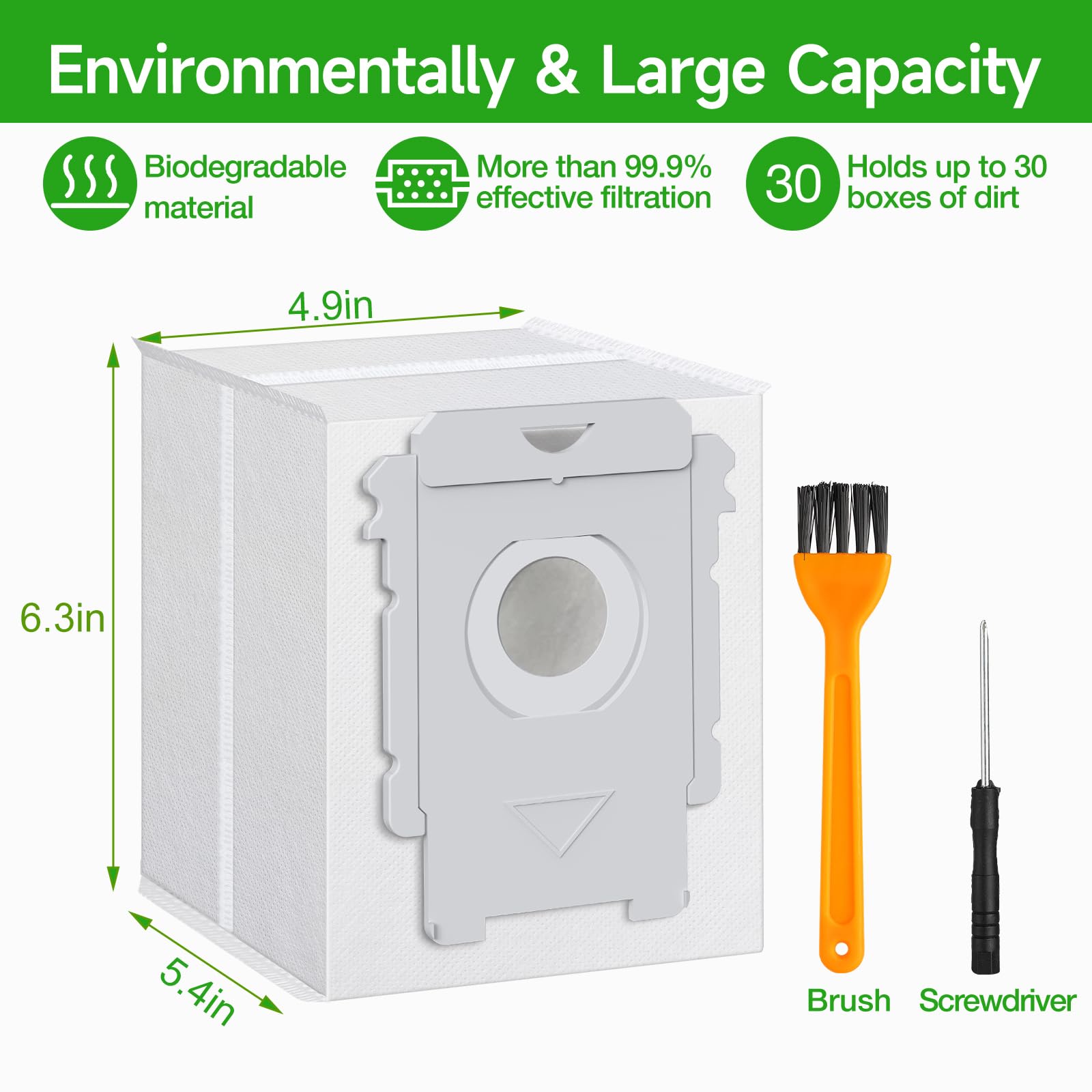 VBN 12 Pack Replacement Roomba Vacuum Bags, Compatible with iRobot Roomba i7, i7+, i3, i3+, i1+, i4, i4+, i6, i6+, i8, i8+, j7, j7+, s9, s9+ Plus, i & s & j Series Automatic Dirt Disposal Bags