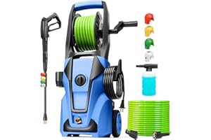 Commowner Pressure Cleaner 5000 PSI 4.0 GPM Adjustable Pressure, Power Cleaners Powered with 33ft Pressure Hose, 4 Nozzles and 500ml Foam Cannon, Cleaner Machine for Home, Car, Blue