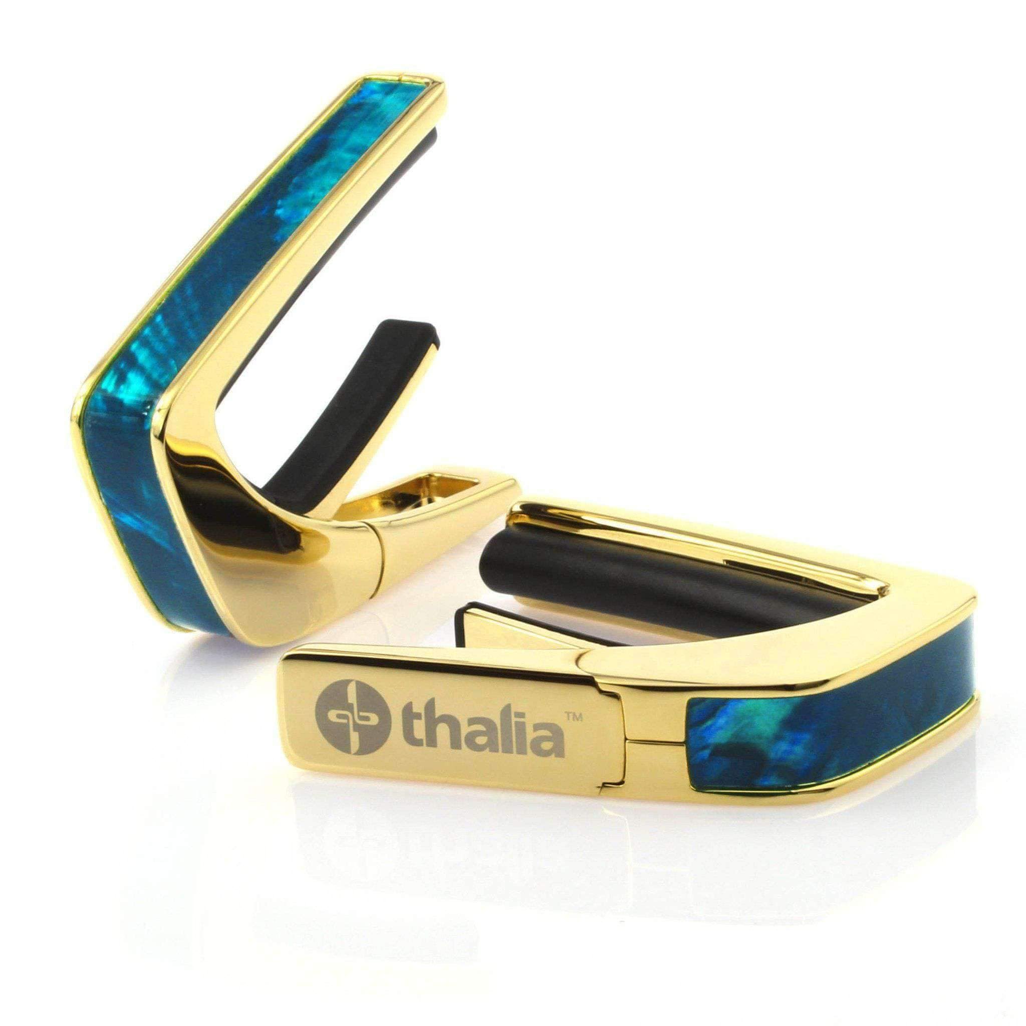 THALIA 24K GOLD FINISH CAPO WITH TEAL ANGEL WING INLAY