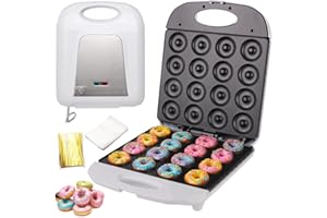 DORAKITTEN Mini Donut Maker, 16 Holes Small Doughnuts Maker Machine, 1400W Donut Maker Machine with Non-Stick Coating, Double-Sided and Quick Heating, US 110V, White