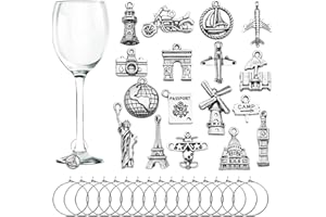 17/20/21/42/50 pcs Wine Glass Charms - Goblet Drink Markers Tags With Buckle Design for Cocktail Champagne Tasting Party Favo