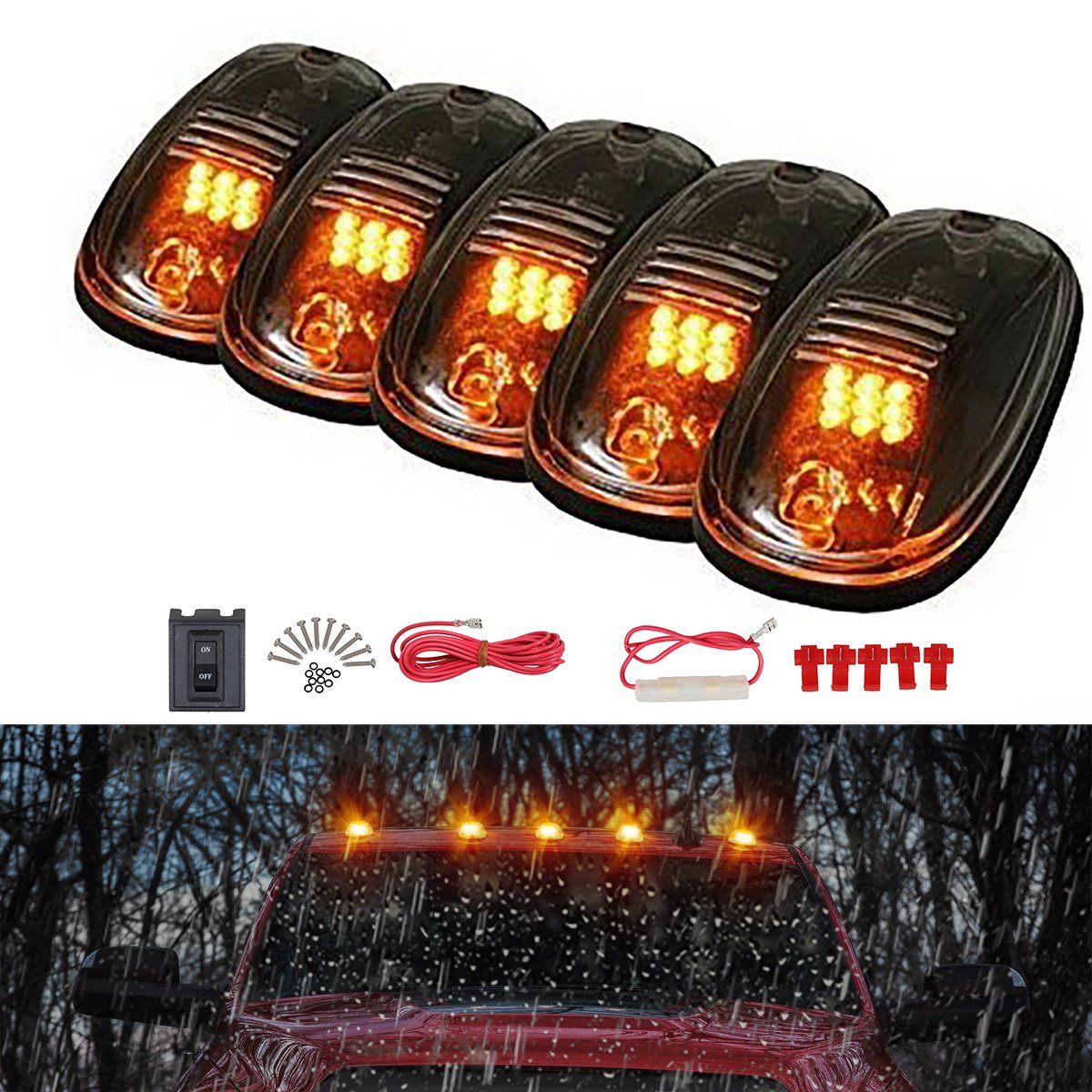 Amazon.com: Partsam Cab Marker Lights 5PCS Amber Top Clearance Roof Running  Lights with Wiring Pack for 2003-2018 Dodge Ram 1500 2500 3500 4500 5500  Pickup ...