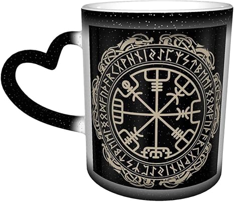 Amazon Co Jp 北欧のルーンコンパス 熱で色が変わるマグカップ 変色カップ コーヒーマグ おしゃれ セラミック 温感変色 ハンドル付き 大容量 おもしろい 贈り物 ホーム キッチン