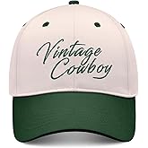 Vintage Country Cowboy Hat, Adjustable 2 Tone Cap for Men Women, Trendy Embroidered Snapback Trucker Hat