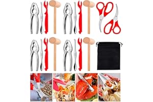 19Pcs Seafood Tool Set Nut Cracker Set Include 4 Lobster Crab mallets, 4 Crab Crackers, 4 Lobster Shellers, 4 Crab Leg Forks/