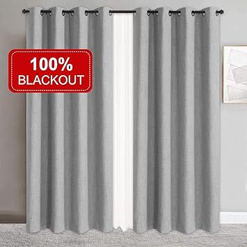 Amazon Com Primitive Linen Look 100 Blackout Curtains With Liner