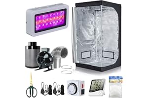 BloomGrow 32''x32''x63'' Grow Tent + 4'' Inline Fan Filter Duct Combo + 300W LED Light + Hangers + Hygrometer + Shears + 24 Hour Timer + Trellis Netting Indoor Grow Tent Complete Kit