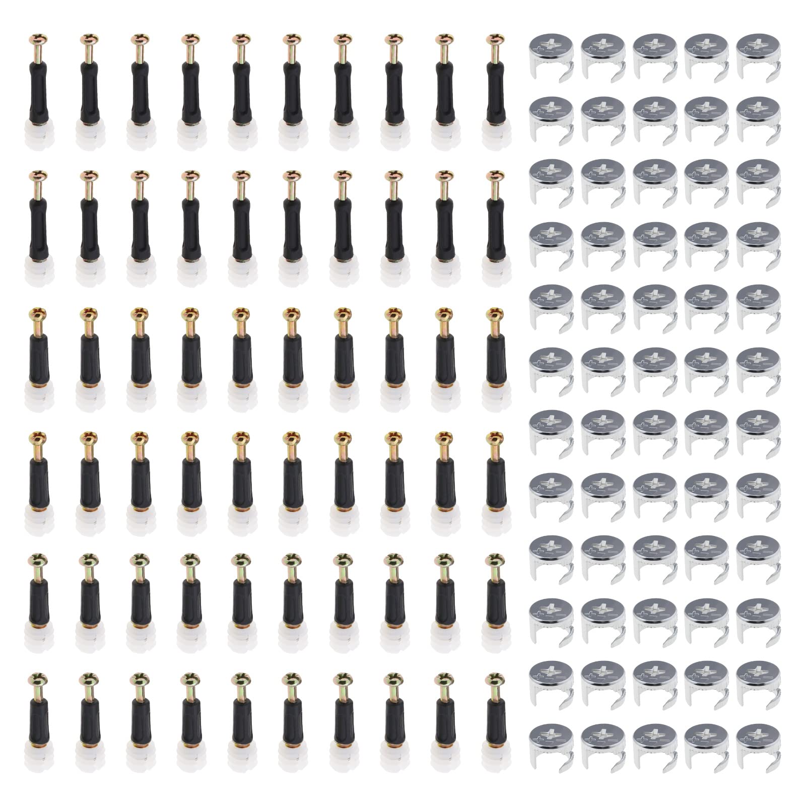 ECSiNG 60pcs Furniture Connecting Cam Lock Fittings with Dowel Cam Lock Connectors Furniture Fastener Screws Nut for Wardrobe Cabinet Drawer 3-in-1 Hardware Connectors