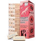 54Pcs Couples Games for Adults, Super Naughty Tumbling Wooden Lust Tower Stacking Game with Intimate Dares for Date Night Party, Spicy Romantic Intimacy Valentines Day for Couple