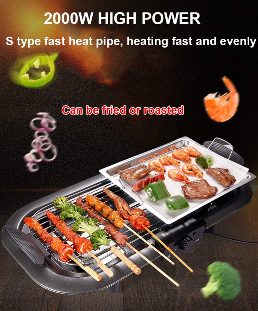 review Indoor Electric Barbecue Grill Korean Smokefree BBQ Table Ith Adjustable Temperature 2000w High Power for Home Outdoor Courtyard Dinner