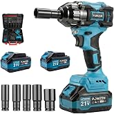 powzen 21V Brushless Cordless Impact Wrench 1/2 Inch, 900N.M High Torque Electric Impact Gun with 2x 4.0Ah Batteries, 2500RPM, Ideal for Car Tire Lug Nut Removal &amp; Home Use