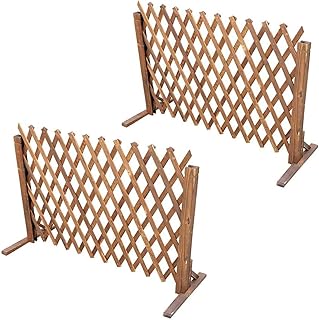 uyoyous 2 Stück Rankgitter Holzzaun Ausziehbar bis 160cm Zusammenfaltbar Variabel Verstellbar Freistehend Garten Balkon Terrasse Natur(Holzfar