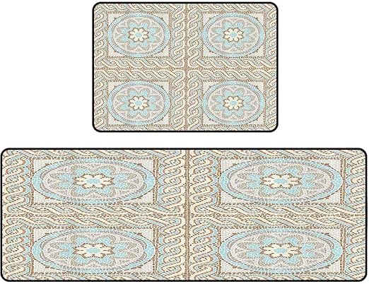 Juego de alfombras de cocina con diseño de mosaico con elementos