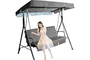 YCHUNP Swing Canopy Replacement Cover and Swing Cushion Cover Waterproof 2 and 3 Seater Swing Top Cover and Chair Cover Garden Outdoor Patio Swing Seat Cover Replac, Brown