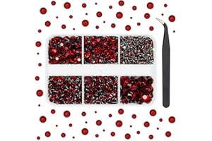 qiipii Dark Red Crystal Resin Rhinestones for Bedazzling Crafting 2mm 3mm 4mm 5mm 6mm Maroon Flatback Gems Stones Diamonds Crystals for Nails Face Eyes Makeup Tumblers Bottles DIY Crafts Clothes Shoes