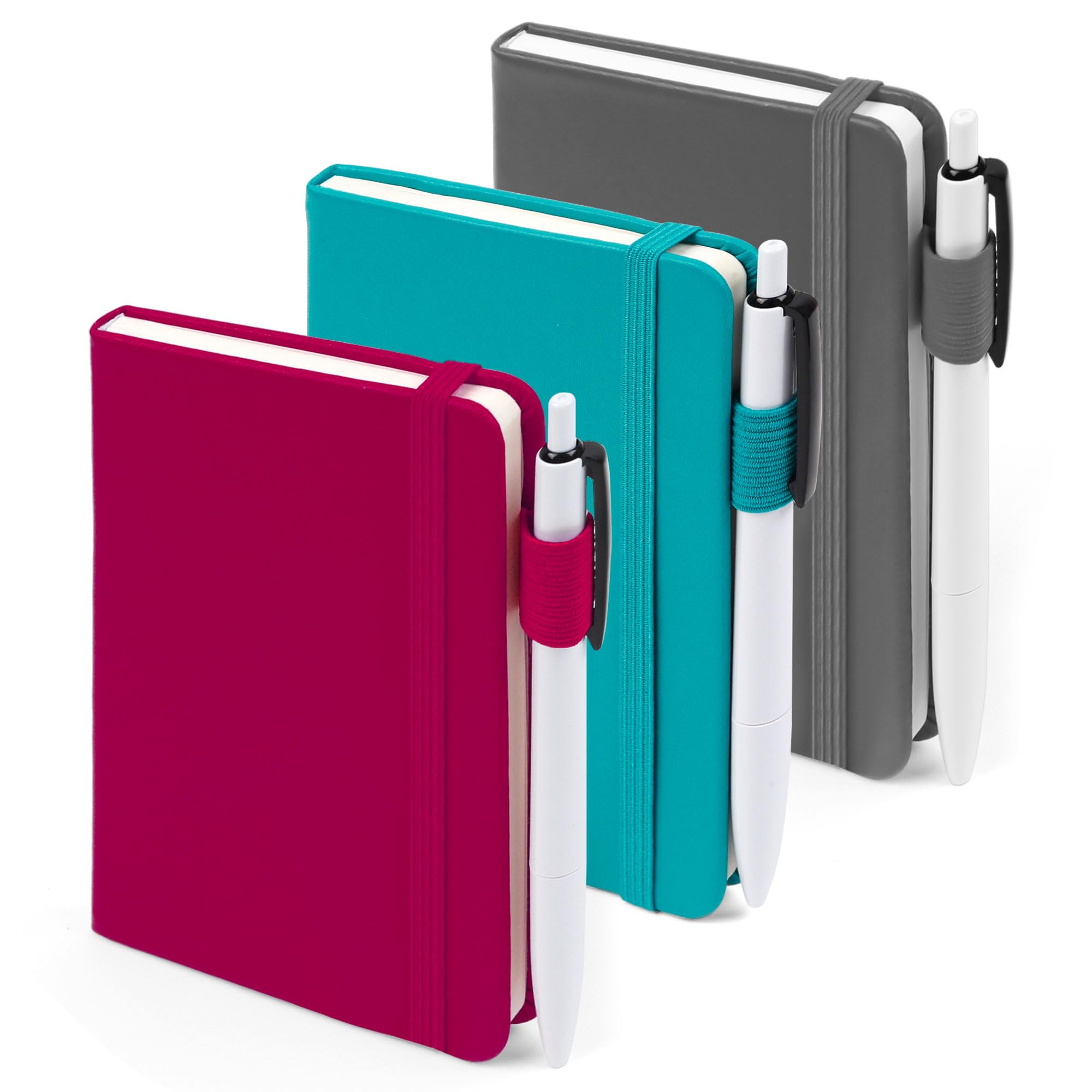 feela 3 Pack A6 Pocket Notebooks, Hardback Lined Small Notebooks with Dividers and Black Pens, Classic Ruled Mini Notepads Journal Bulk, Office School Writing Plan Memos, 9 X 14cm, Solid Colours — image 1