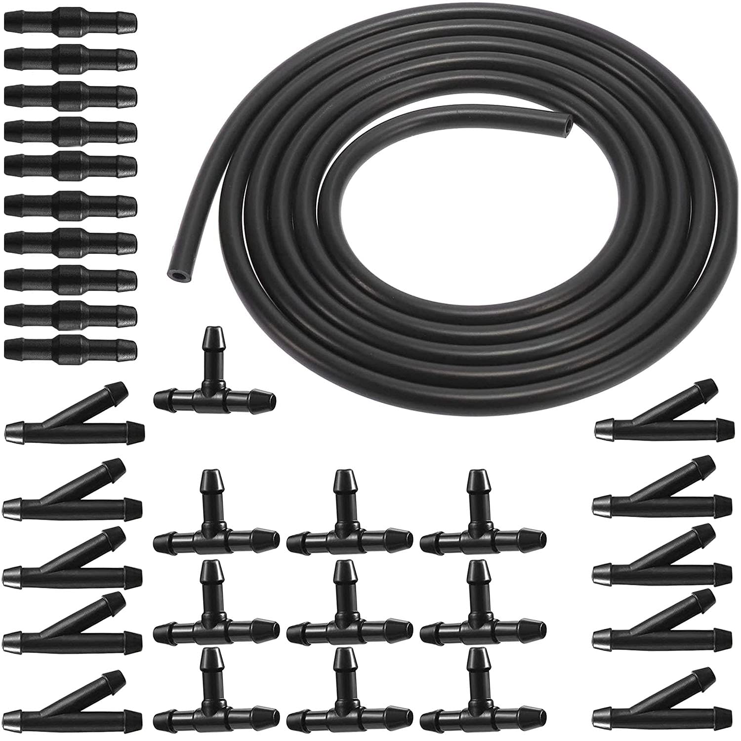 RUNCCI-YUN Universal 3m Car Windshield Washer Hose Kit, with 30Pcs Hose Connector, Universal Windscreen Hose with Hose Connector, Silicone Rubber Tube Air Hose Connect Car Water Pump and Nozzles