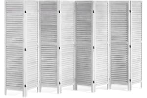 VEVOR Wood Room Divider, 8 Panel Wood Folding Privacy Screen, 66.9 Inches Tall Indoor Louvered Wooden Partition, Portable Dec