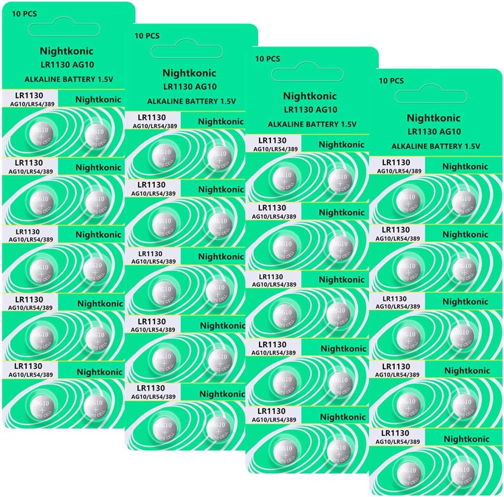 Amazon Com Nightkonic 40 Pcs Pack Ag10 3 1 Lr1130 Battery 1 5v Button Cell Batteries Health Personal Care